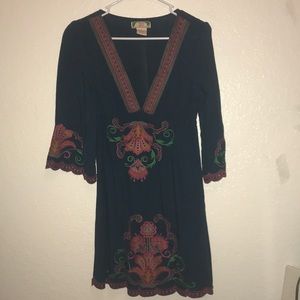 Navy Blue Dress with embroidery